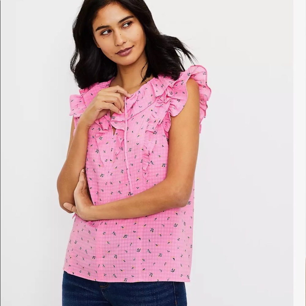 LOFT Pink Floral Blouse (Size Small)